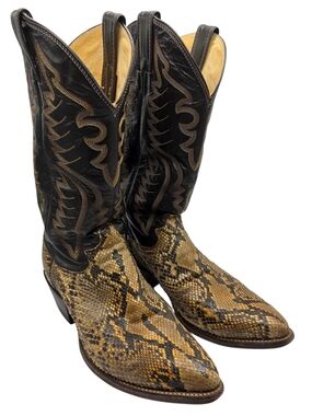 Justin Cowboy Boots Python Snakeskin Leather Western Wear Mens 9.5 D